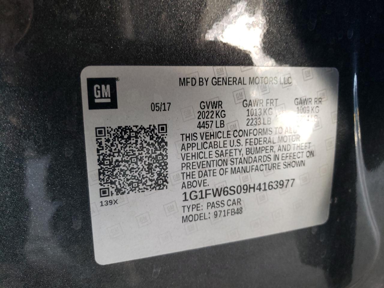 2017 Chevrolet Bolt Ev Lt VIN: 1G1FW6S09H4163977 Lot: 80929195