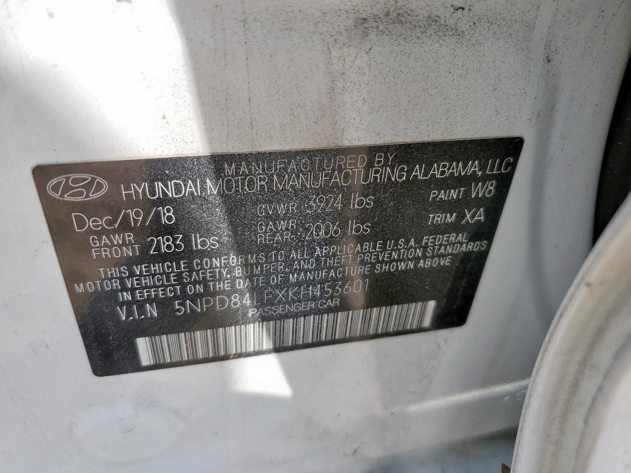 2019 Hyundai Elantra Sel VIN: 5NPD84LFXKH453601 Lot: 71909455