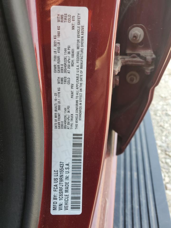 2024 Ram 1500 Laramie VIN: 1C6SRFJT9RN155437 Lot: 70161795