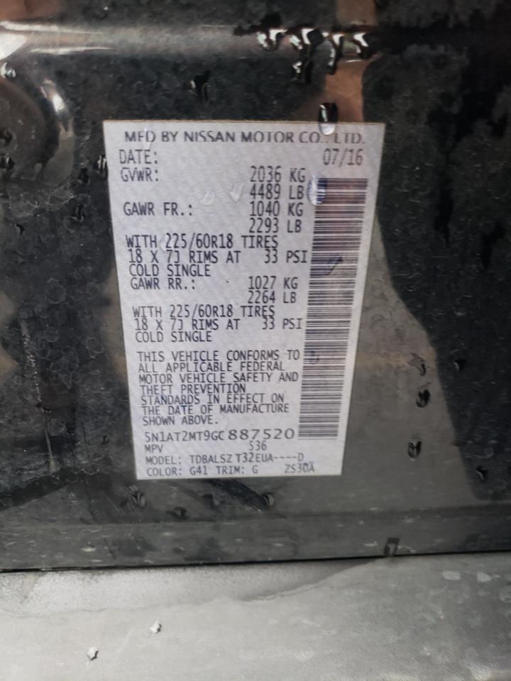 2016 Nissan Rogue S VIN: 5N1AT2MT9GC887520 Lot: 80377475