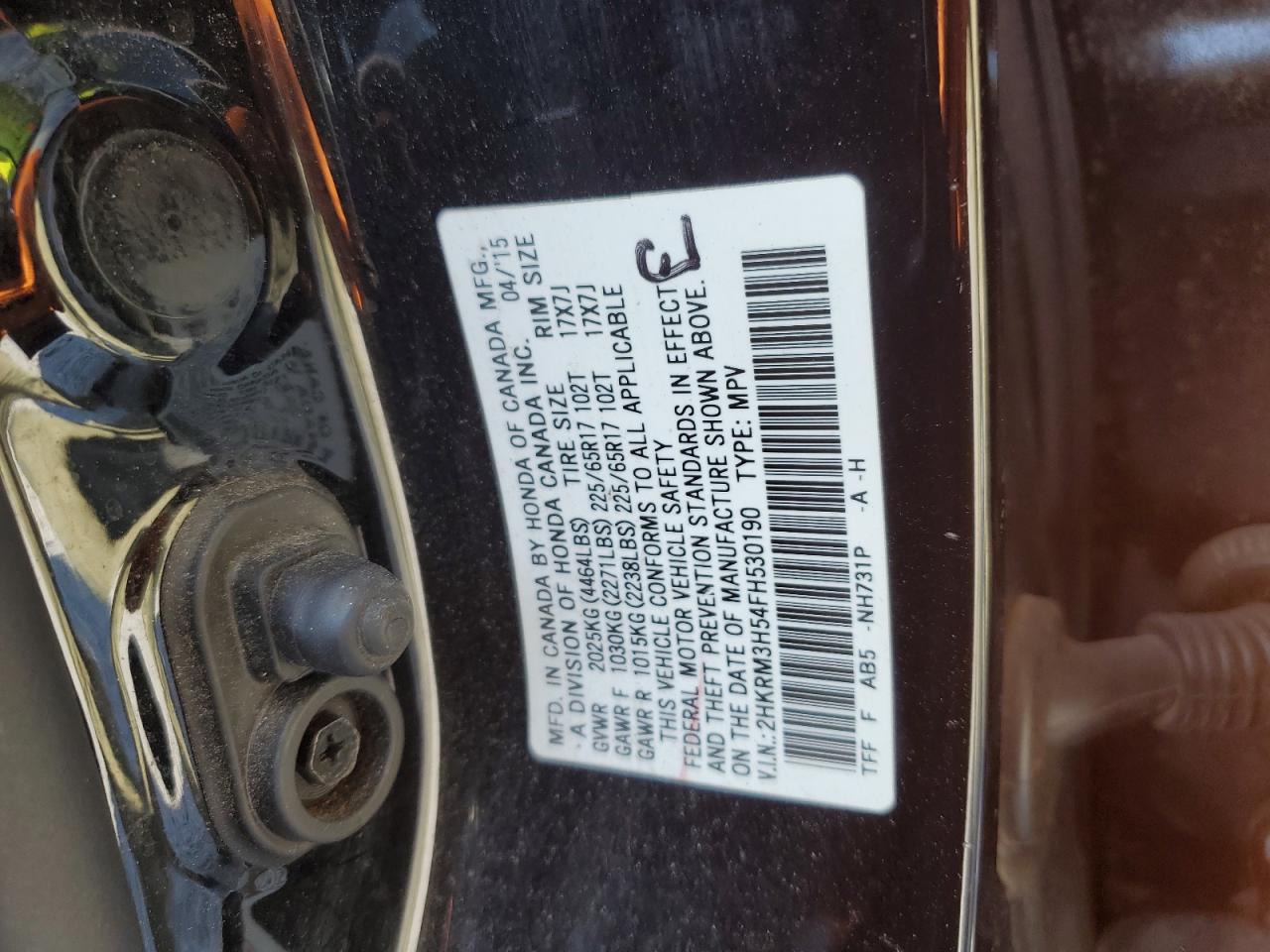 2015 Honda Cr-V Ex VIN: 2HKRM3H54FH530190 Lot: 71901915