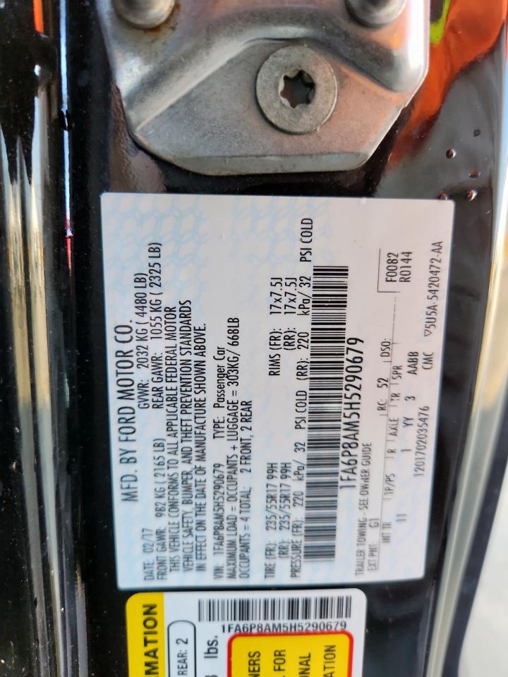 2017 Ford Mustang VIN: 1FA6P8AM5H5290679 Lot: 81404435