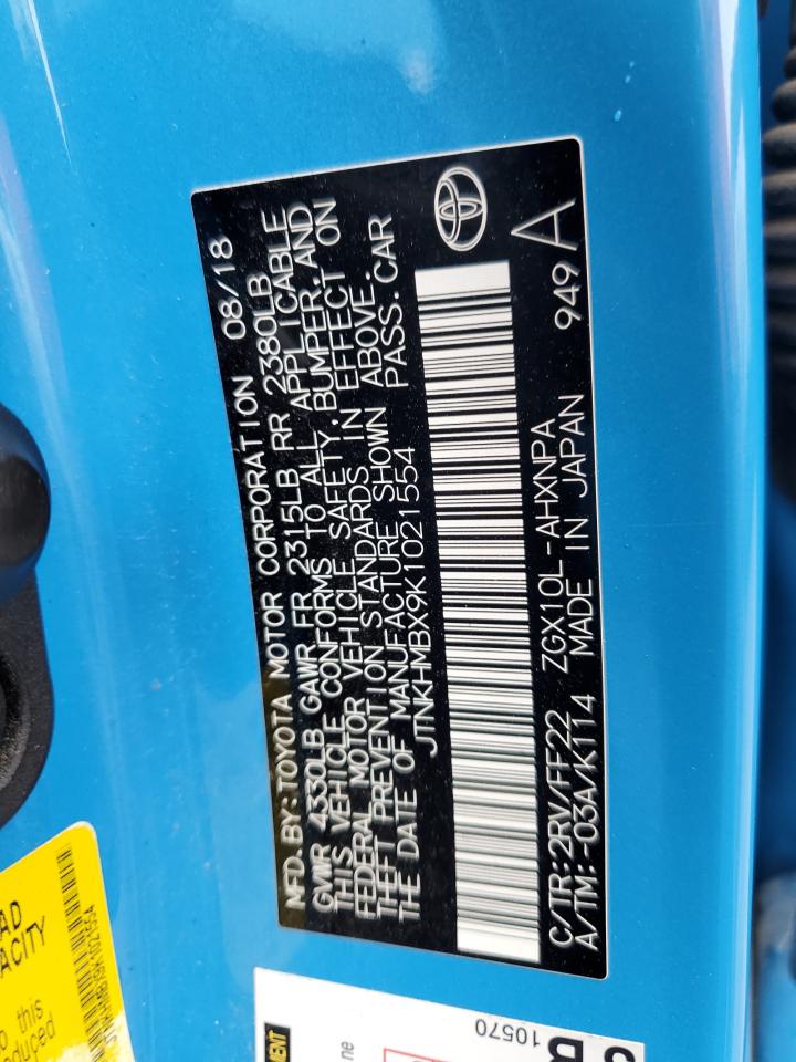 2019 Toyota C-Hr Xle VIN: JTNKHMBX9K1021554 Lot: 81210125