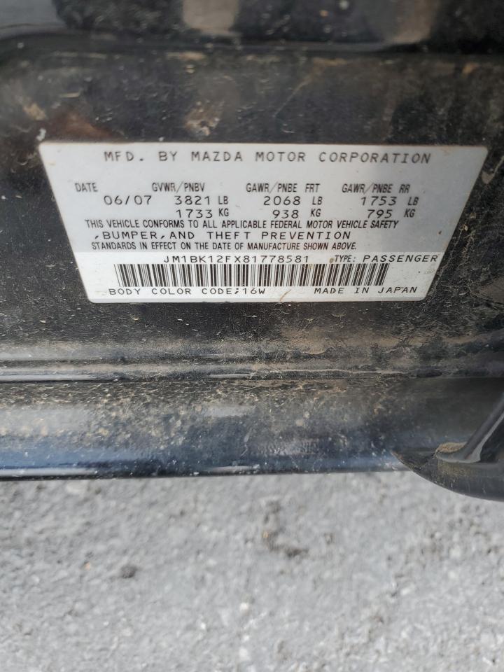 2008 Mazda 3 I VIN: JM1BK12FX81778581 Lot: 81682385