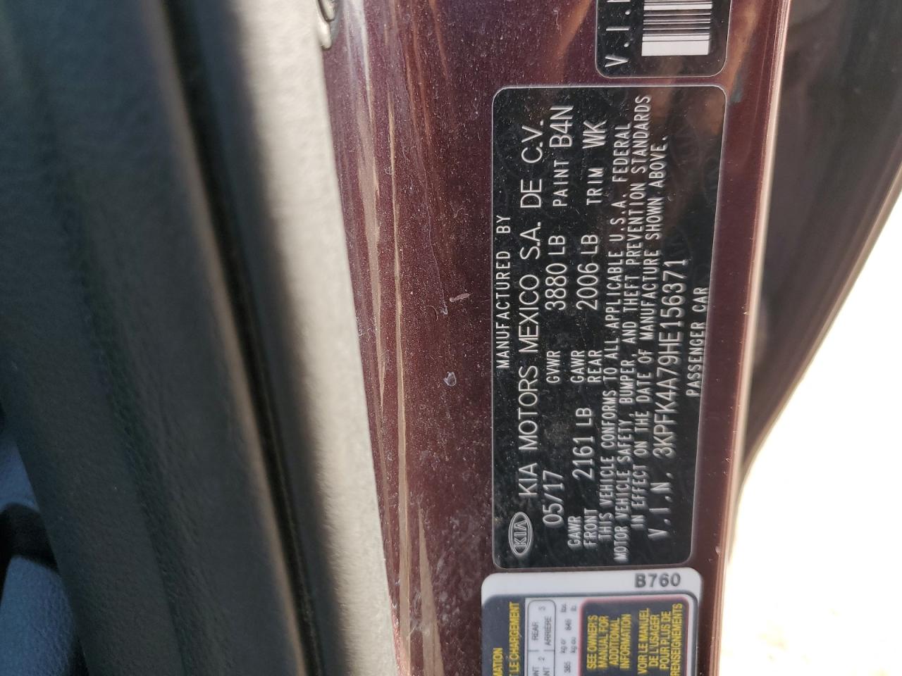 2017 Kia Forte Lx VIN: 3KPFK4A79HE156371 Lot: 80026695