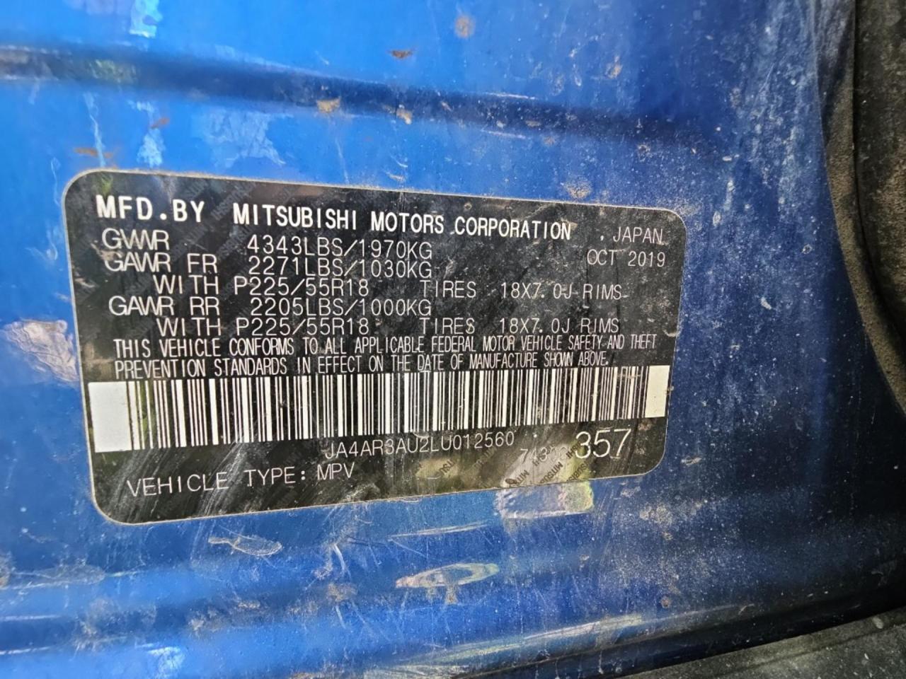 2020 Mitsubishi Outlander Sport Es VIN: JA4AR3AU2LU012560 Lot: 69288865