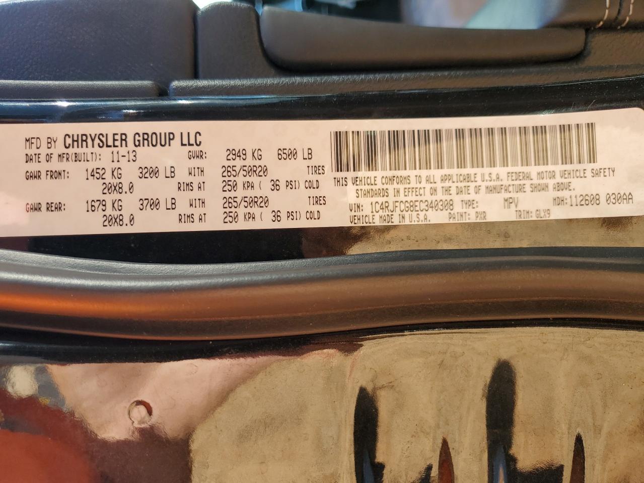 2014 Jeep Grand Cherokee Overland VIN: 1C4RJFCG8EC340308 Lot: 80099505