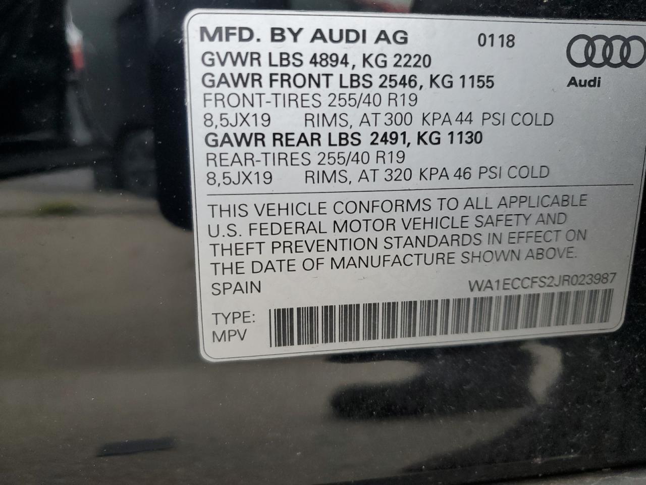2018 Audi Q3 Premium VIN: WA1ECCFS2JR023987 Lot: 71111215