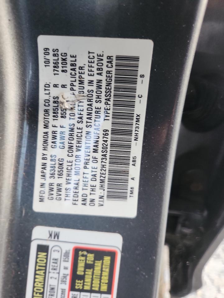 2010 Honda Insight Ex VIN: JHMZE2H73AS024769 Lot: 80898895