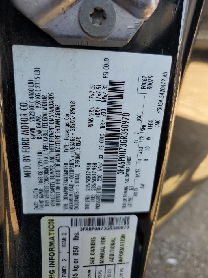 2016 Ford Fusion Se VIN: 3FA6P0H73GR360970 Lot: 84271115