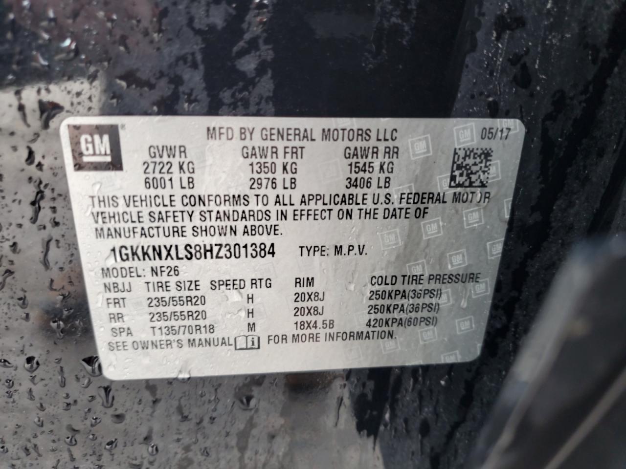 2017 GMC Acadia Denali VIN: 1GKKNXLS8HZ301384 Lot: 70742855