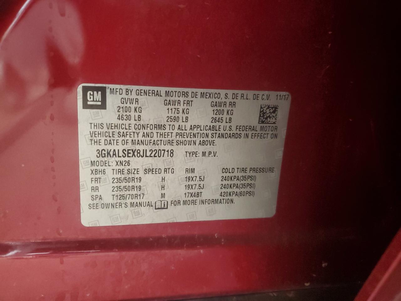 2018 GMC Terrain Denali VIN: 3GKALSEX8JL220718 Lot: 81659015