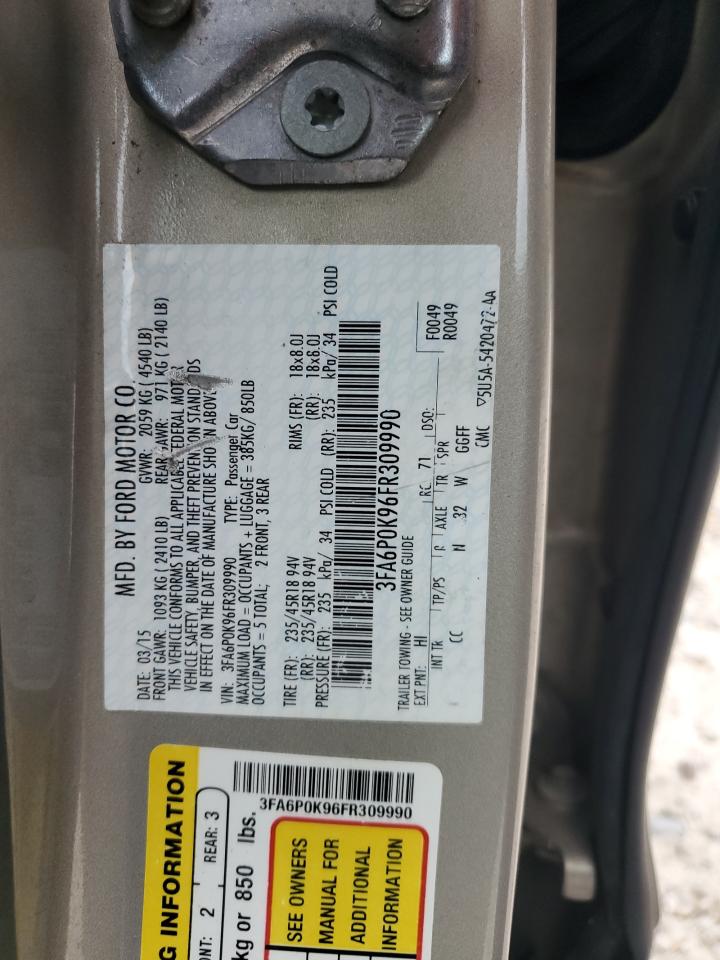 2015 Ford Fusion Titanium VIN: 3FA6P0K96FR309990 Lot: 70353165