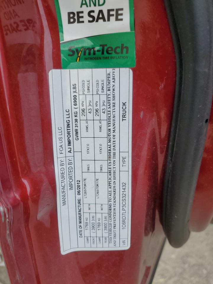 2012 Dodge Ram 1500 Slt VIN: 1C6RD7LP3CS321432 Lot: 81188155