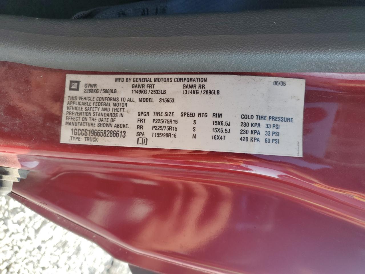 2005 Chevrolet Colorado VIN: 1GCCS196658286613 Lot: 81084145