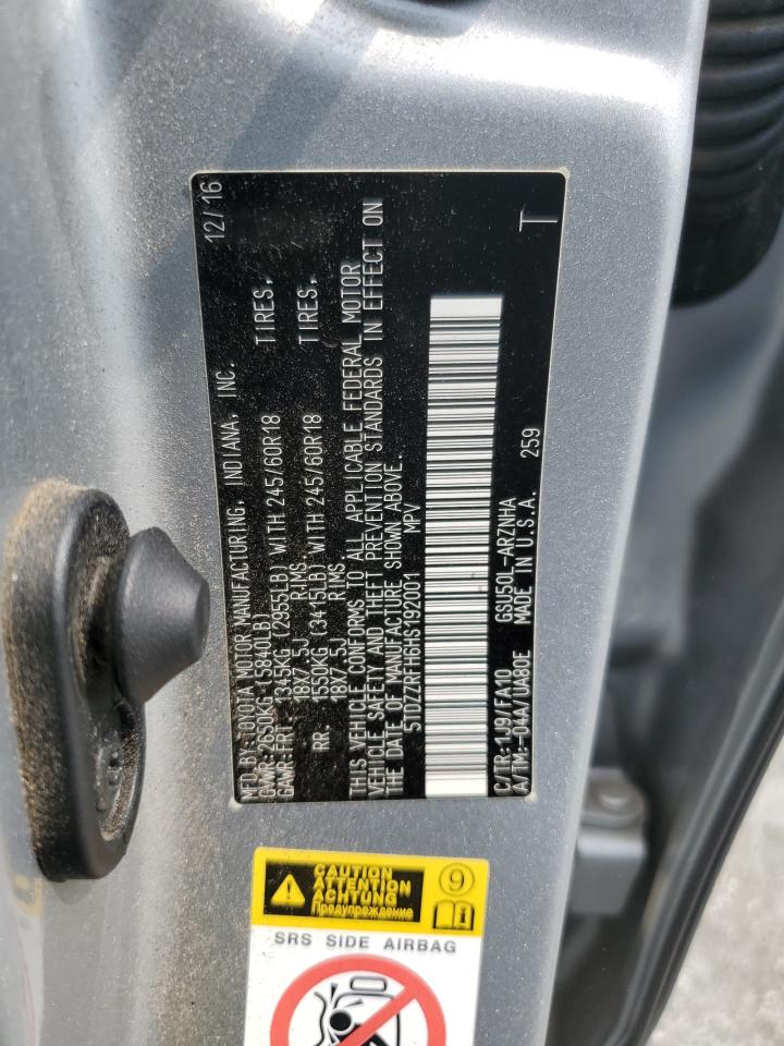 2017 Toyota Highlander Le VIN: 5TDZZRFH6HS192001 Lot: 71892815