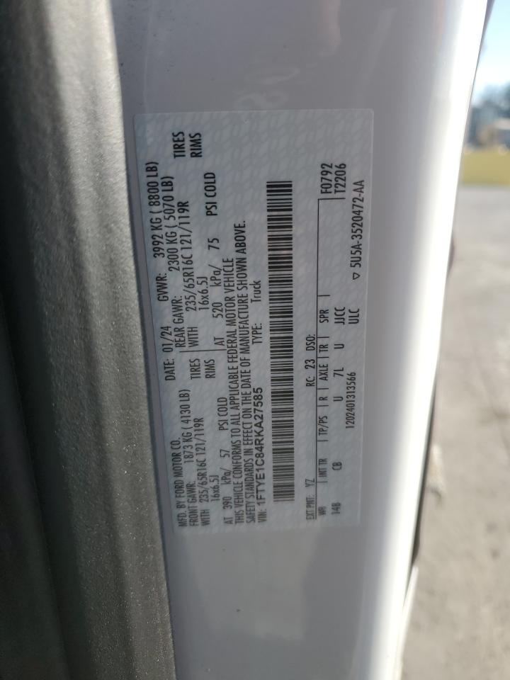 2024 Ford Transit Cargo Van T VIN: 1FTYE1C84RKA27585 Lot: 84238775
