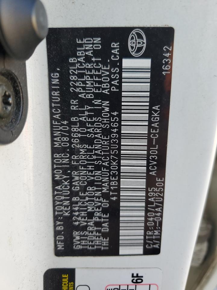 2005 Toyota Camry Le VIN: 4T1BE30K75U394654 Lot: 71539425