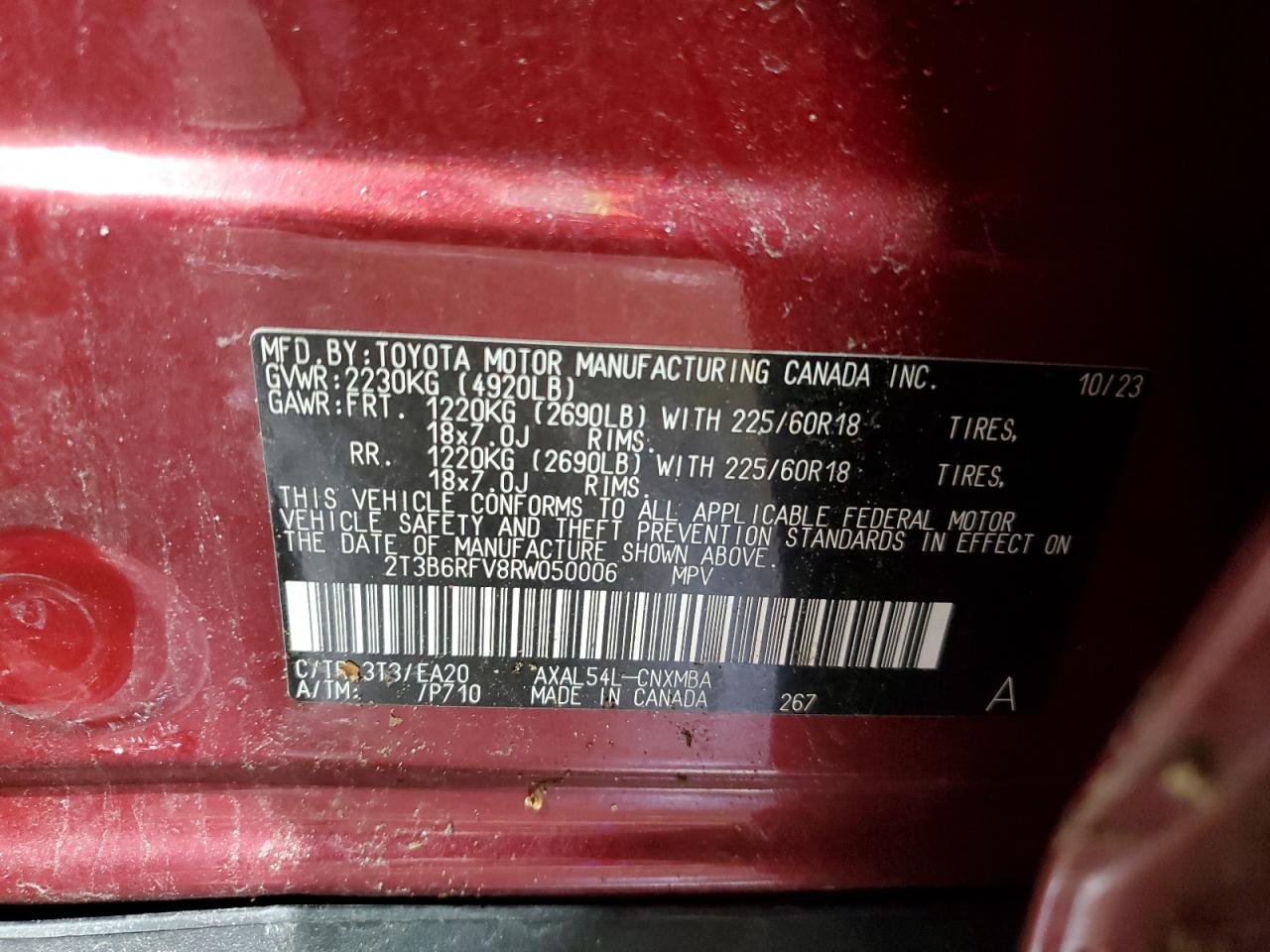 2024 Toyota Rav4 Xle Premium VIN: 2T3B6RFV8RW050006 Lot: 84461645