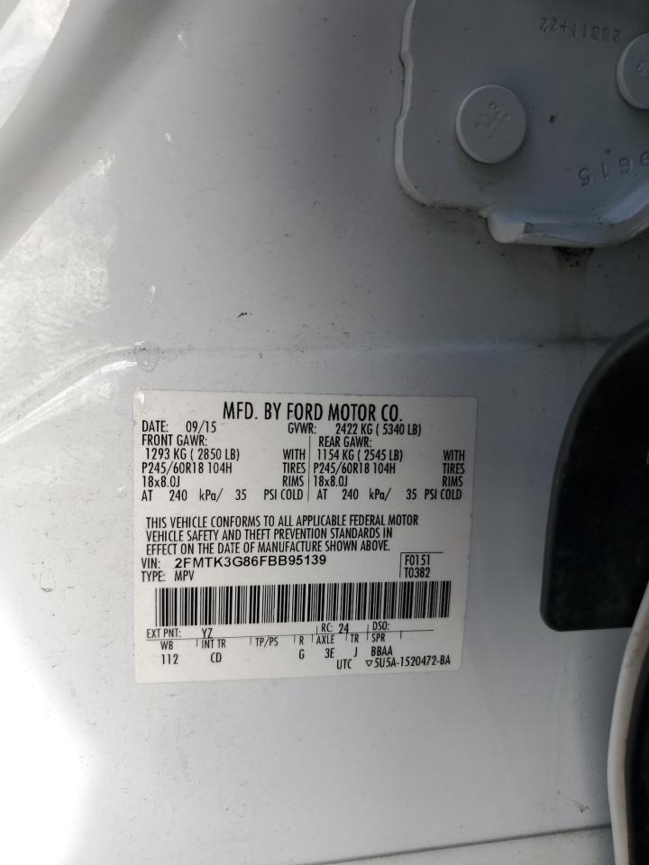 2015 Ford Edge Se VIN: 2FMTK3G86FBB95139 Lot: 81885885