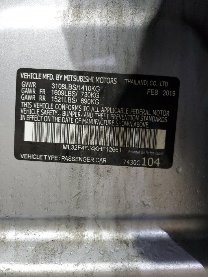 2019 Mitsubishi Mirage G4 Se VIN: ML32F4FJ4KHF12661 Lot: 71925185