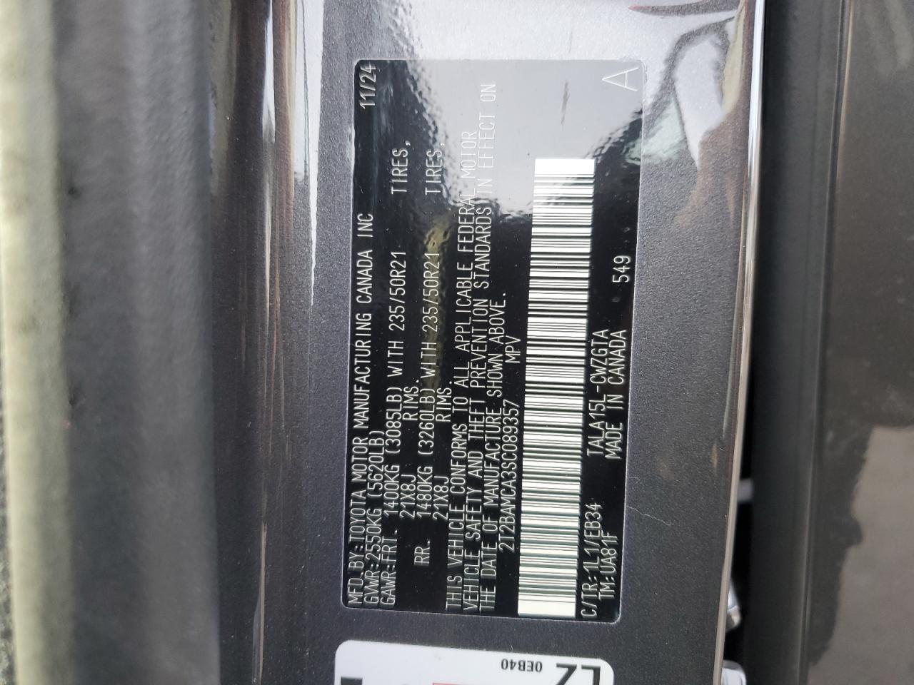 2025 Lexus Rx 350 Base VIN: 2T2BAMCA3SC089357 Lot: 84622425