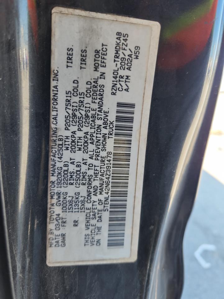 2004 Toyota Tacoma VIN: 5TENL42N64Z391478 Lot: 82142115