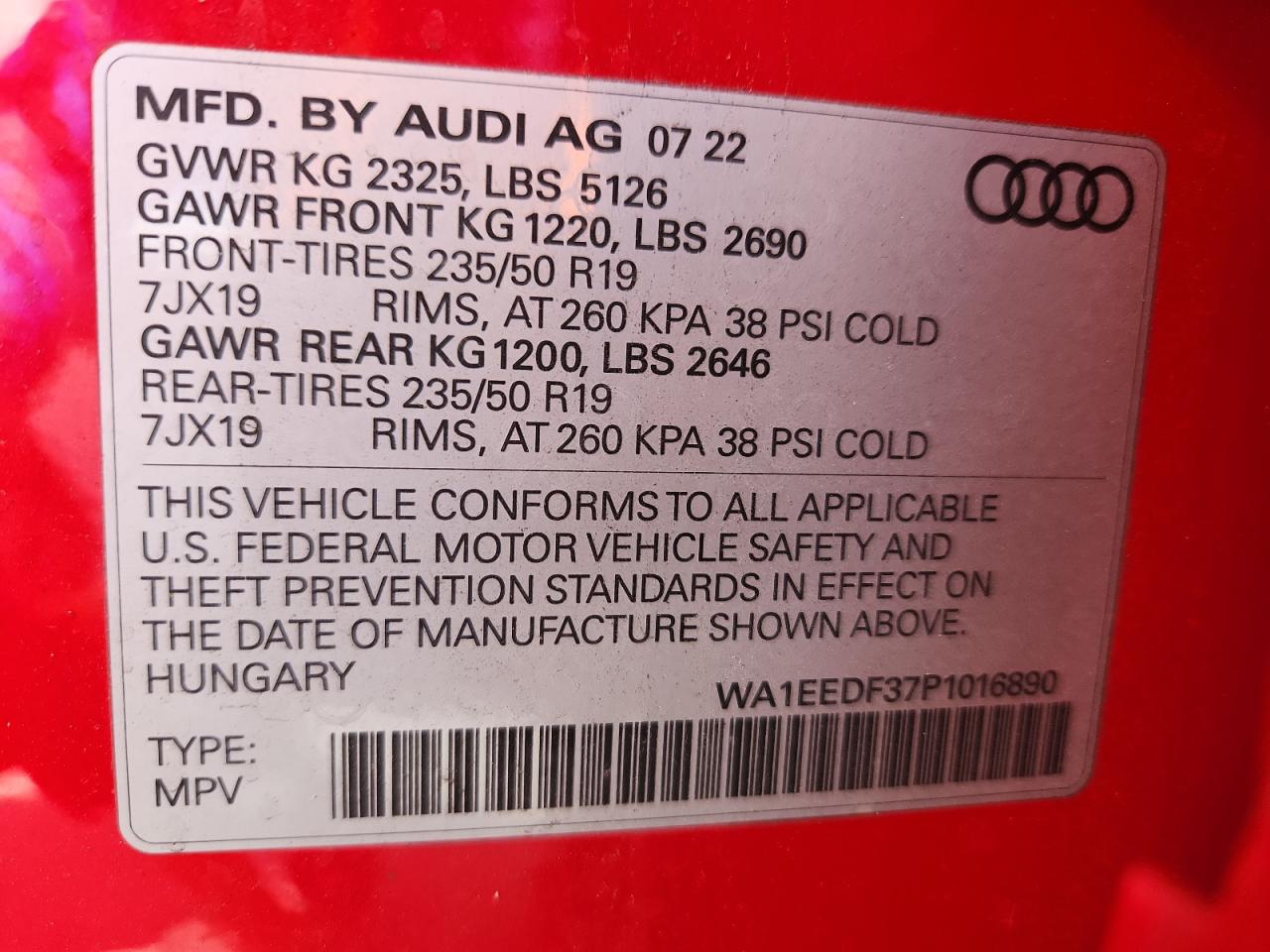 2023 Audi Q3 Premium Plus S Line 45 VIN: WA1EEDF37P1016890 Lot: 80785465