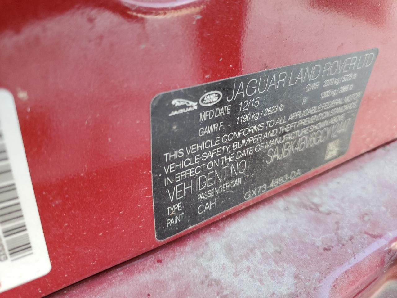 2016 Jaguar Xf Prestige VIN: SAJBK4BV6GCY12447 Lot: 80255695