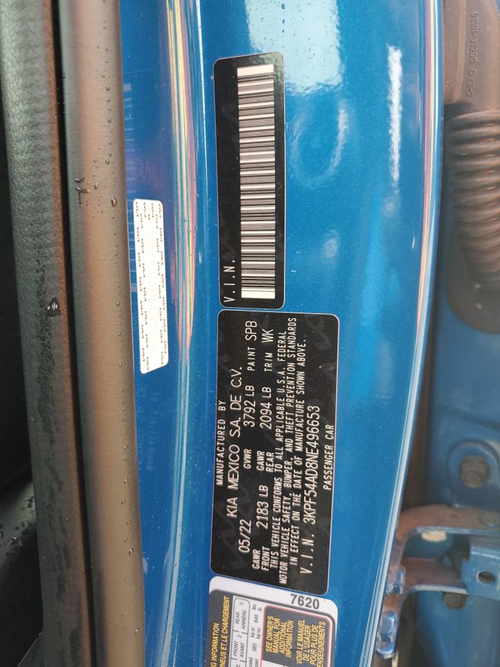 2022 Kia Forte Gt Line VIN: 3KPF54AD8NE496653 Lot: 81197685