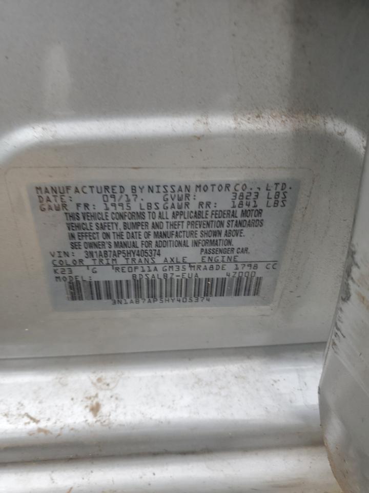 2017 Nissan Sentra S VIN: 3N1AB7AP5HY405374 Lot: 84437725