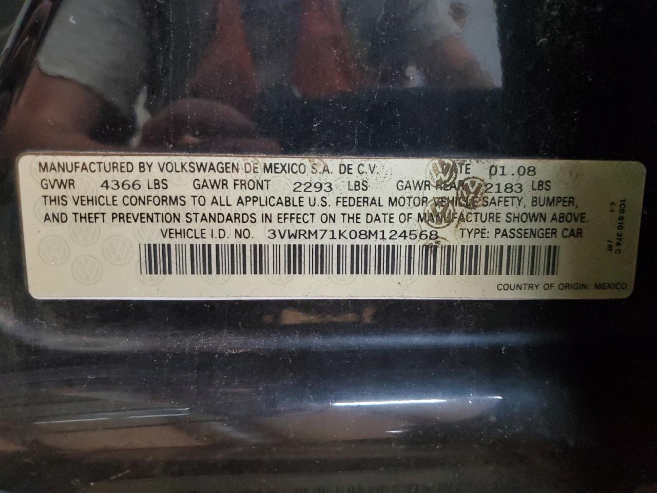 2008 Volkswagen Jetta Se VIN: 3VWRM71K08M124568 Lot: 81940755