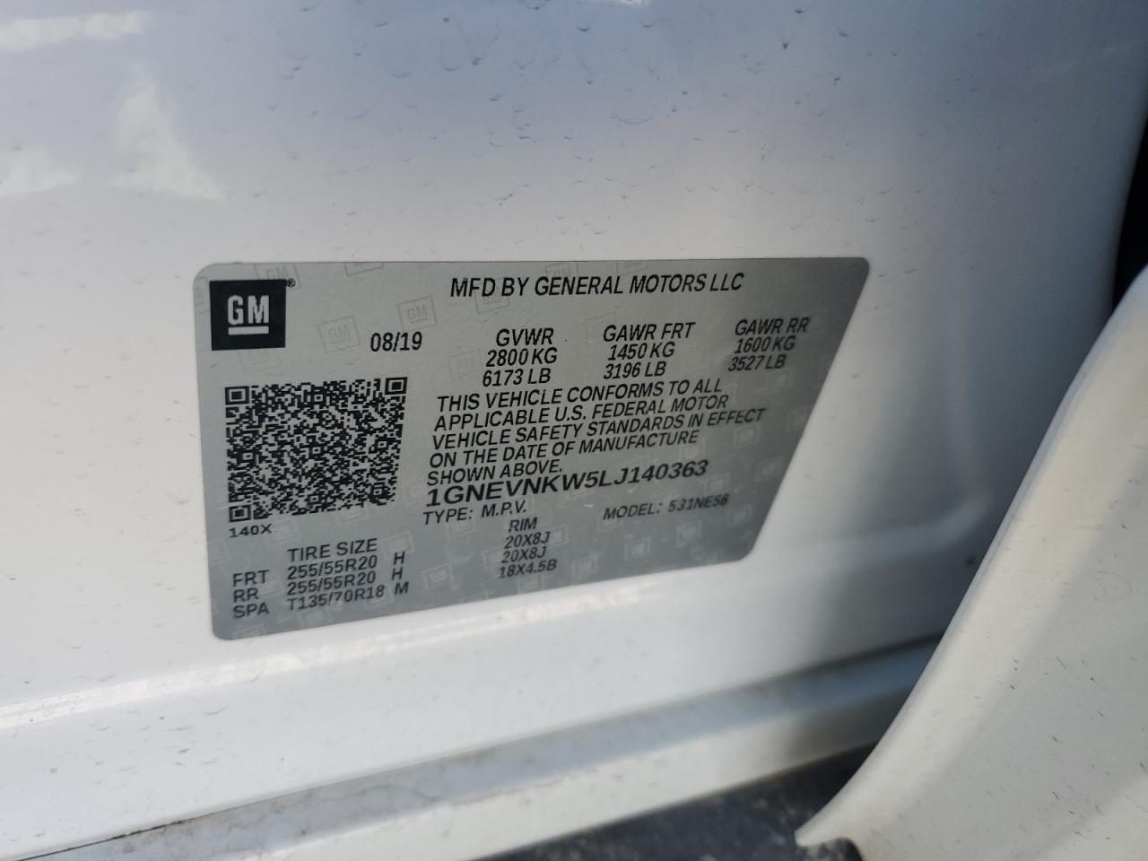 2020 Chevrolet Traverse High Country VIN: 1GNEVNKW5LJ140363 Lot: 84249915