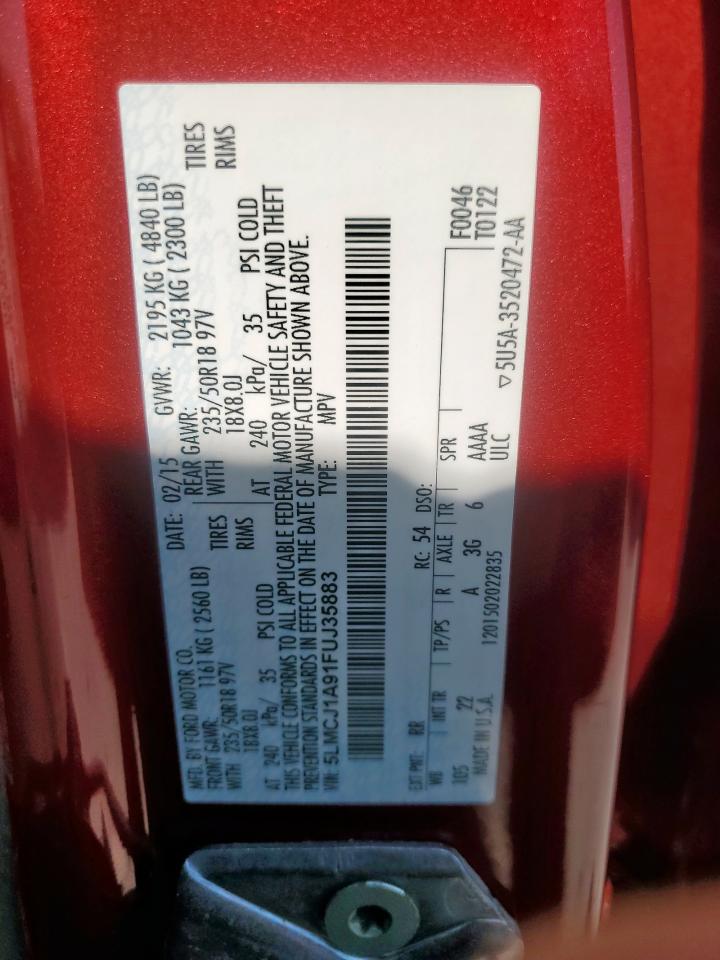 2015 Lincoln Mkc VIN: 5LMCJ1A91FUJ35883 Lot: 71042475