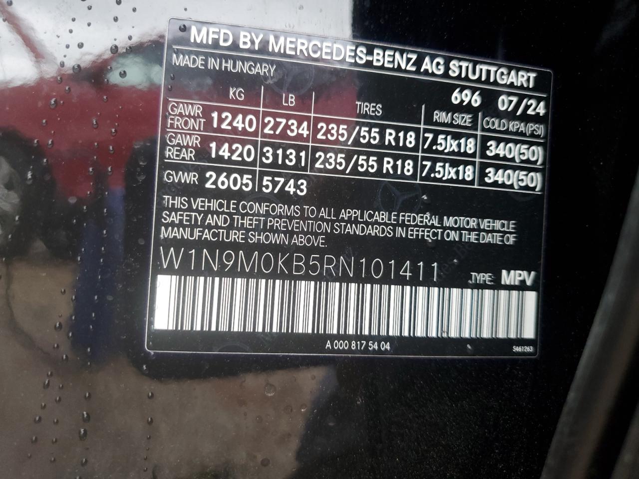 2024 Mercedes-Benz Eqb 300 4Matic VIN: W1N9M0KB5RN101411 Lot: 71122375