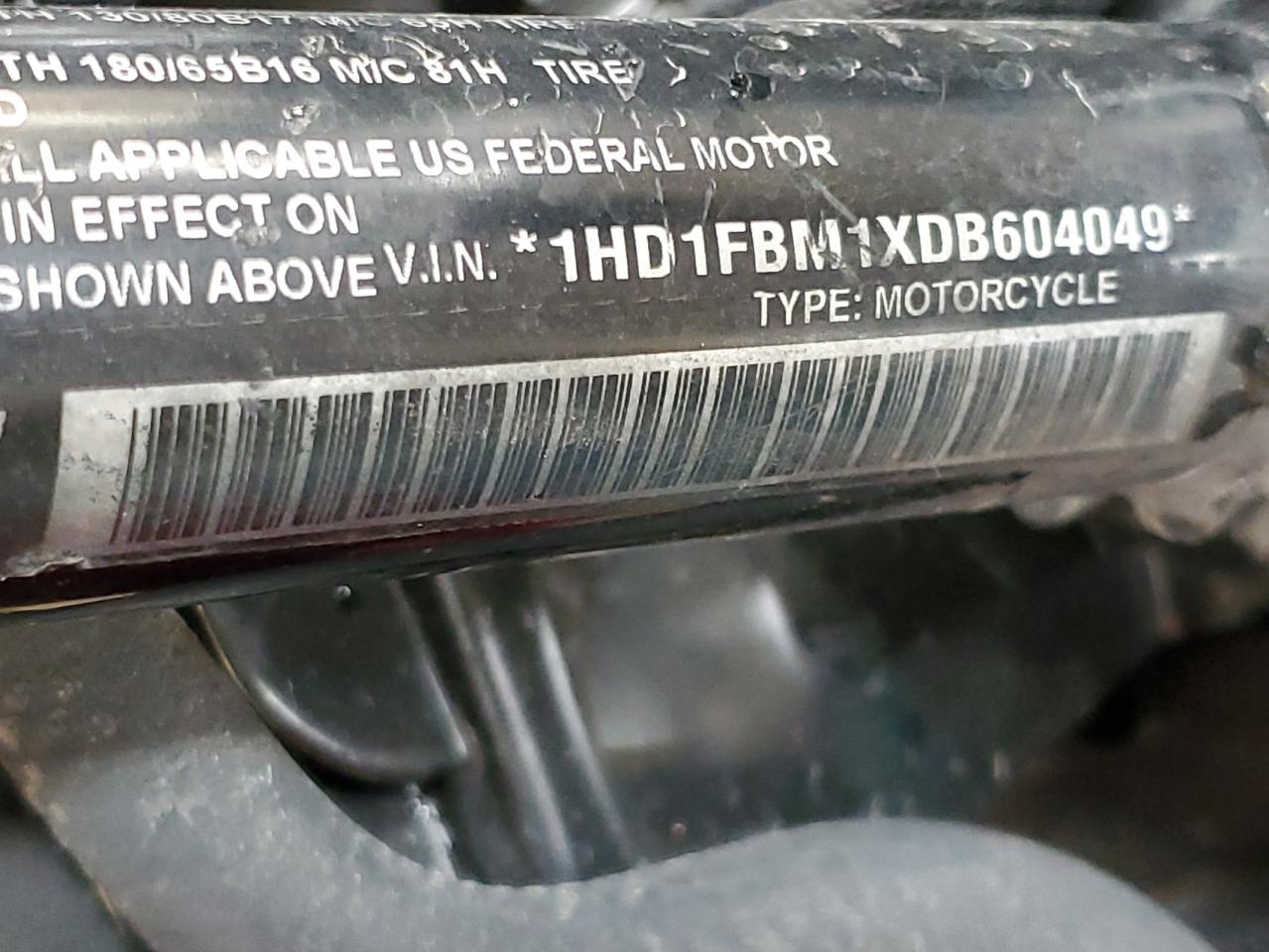 2013 Harley-Davidson Flhr Road King VIN: 1HD1FBM1XDB604049 Lot: 81026435