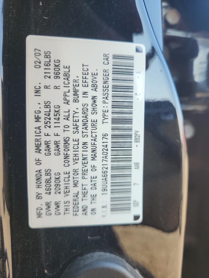 2007 Acura Tl VIN: 19UUA66217A024176 Lot: 80882375