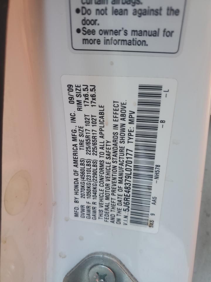 2009 Honda Cr-V Lx VIN: 5J6RE48379L070177 Lot: 84525115