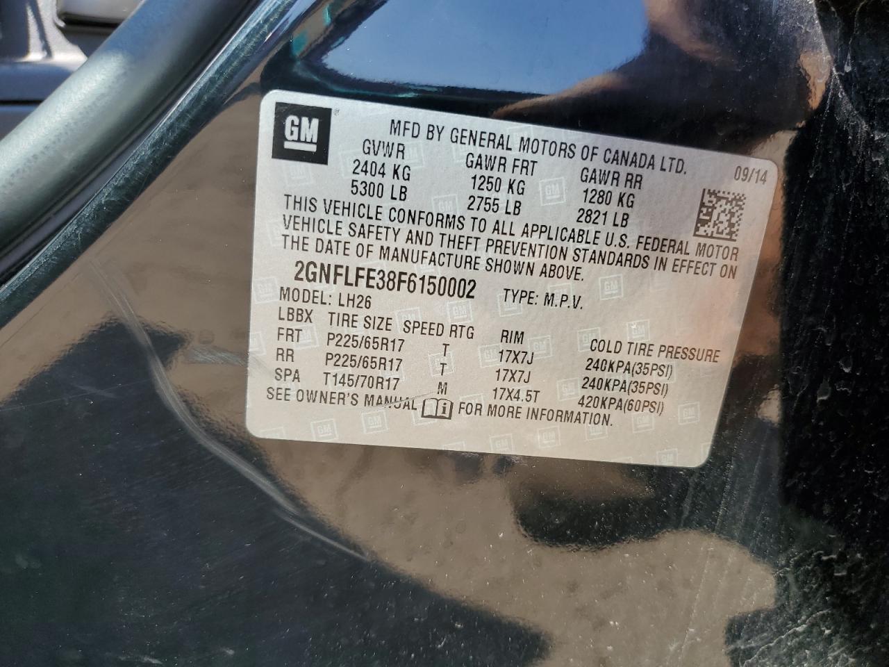 2015 Chevrolet Equinox Lt VIN: 2GNFLFE38F6150002 Lot: 71390885