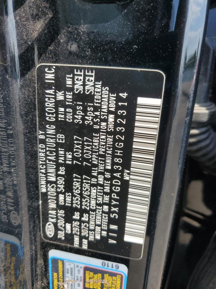 2017 Kia Sorento Lx VIN: 5XYPGDA38HG232314 Lot: 81502285