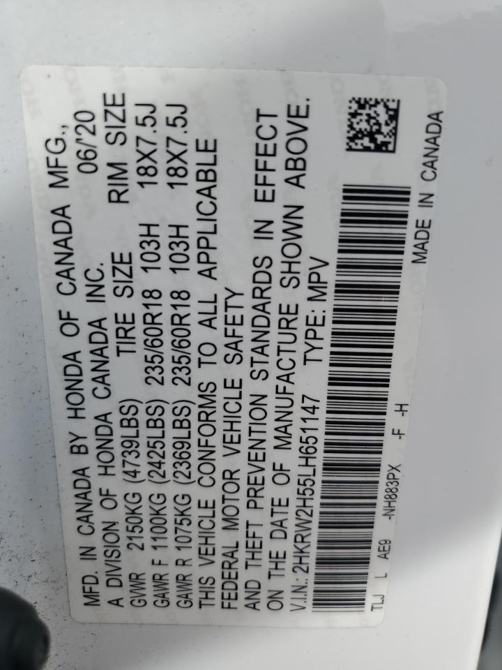 2020 Honda Cr-V Ex VIN: 2HKRW2H55LH651147 Lot: 82086445
