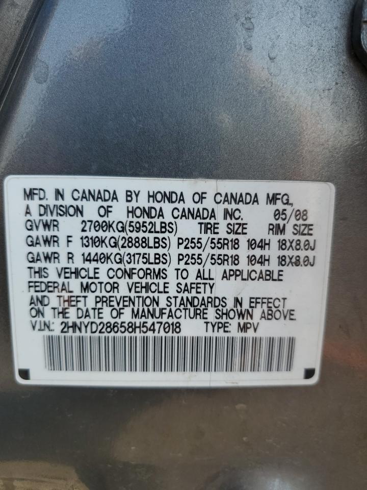 2008 Acura Mdx Technology VIN: 2HNYD28658H547018 Lot: 72043415