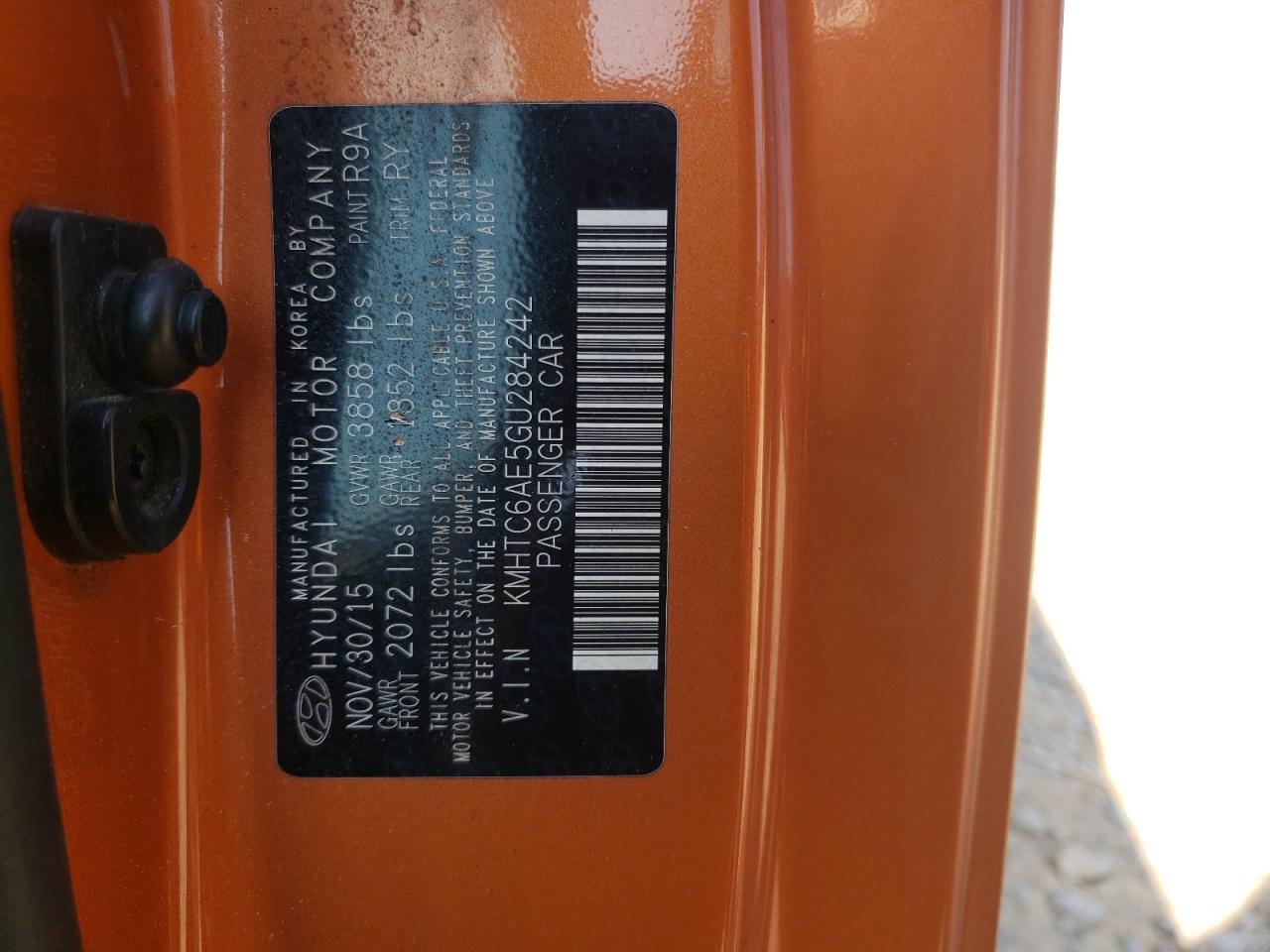 2016 Hyundai Veloster Turbo VIN: KMHTC6AE5GU284242 Lot: 81329285