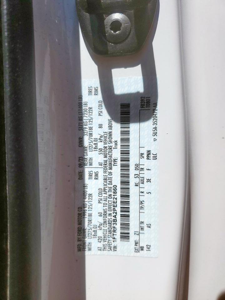 2023 Ford F350 Super Duty VIN: 1FTRF3BA2PEE21860 Lot: 70815305