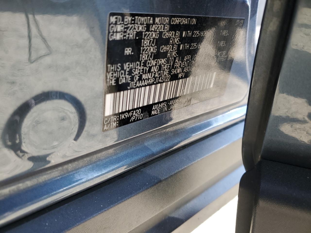 2023 Toyota Venza Le VIN: JTEAAAAH9PJ143122 Lot: 71288415