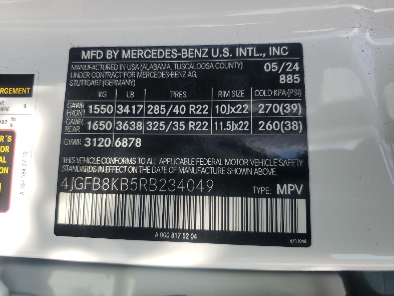 2024 Mercedes-Benz Gle 63 S 4Matic Amg VIN: 4JGFB8KB5RB234049 Lot: 80864505