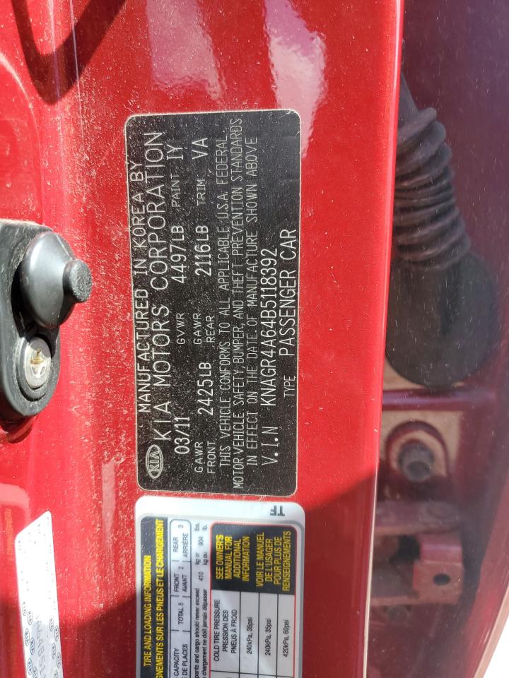 2011 Kia Optima Sx VIN: KNAGR4A64B5118392 Lot: 80471415