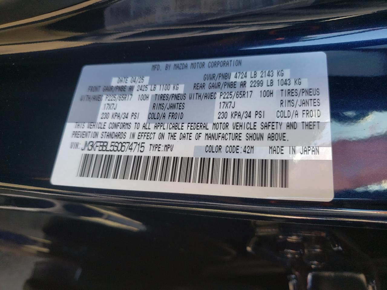 2025 Mazda Cx-5 Select VIN: JM3KFBBL5S0674715 Lot: 80679325