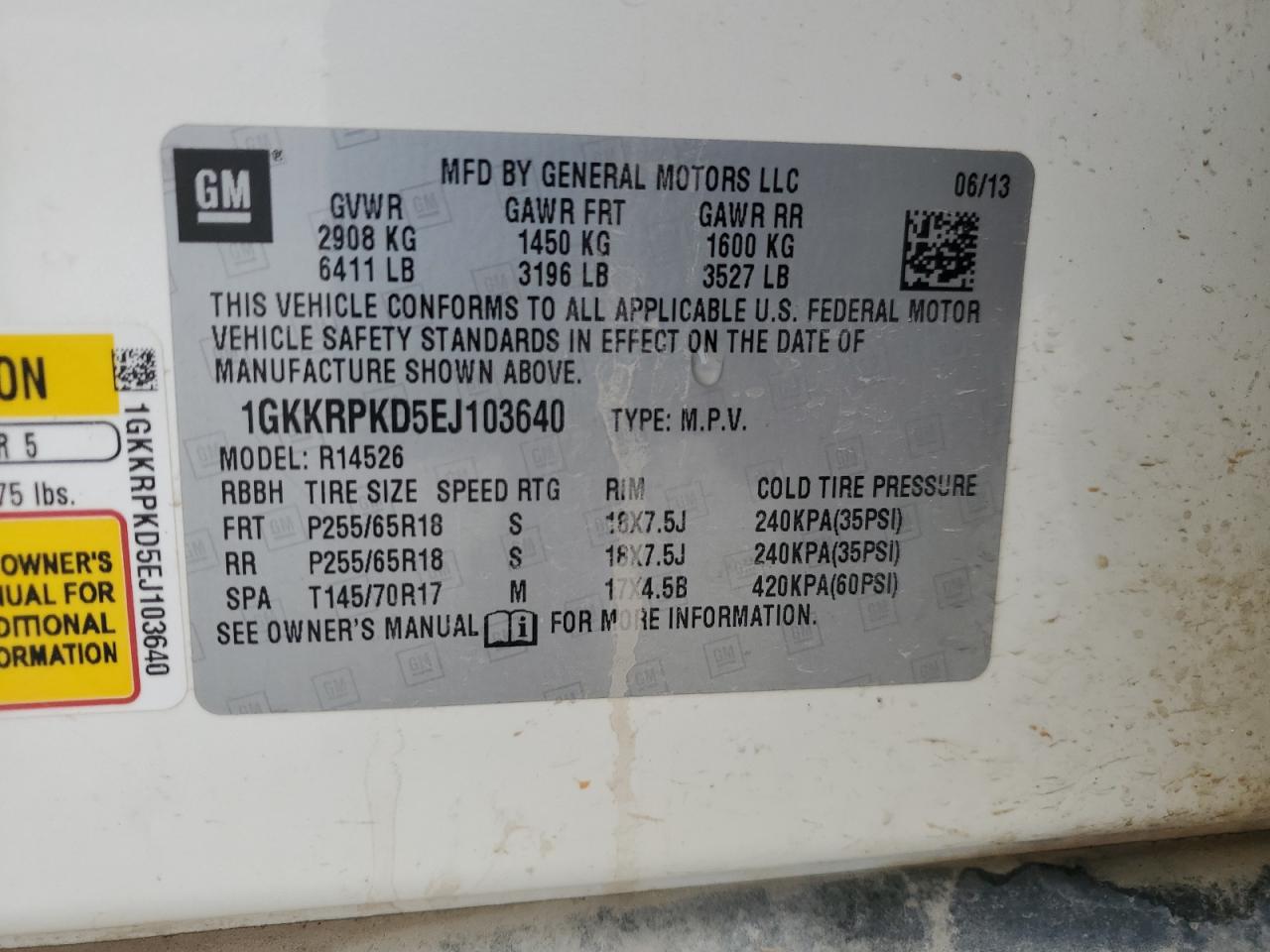 2014 GMC Acadia Sle VIN: 1GKKRPKD5EJ103640 Lot: 81289705