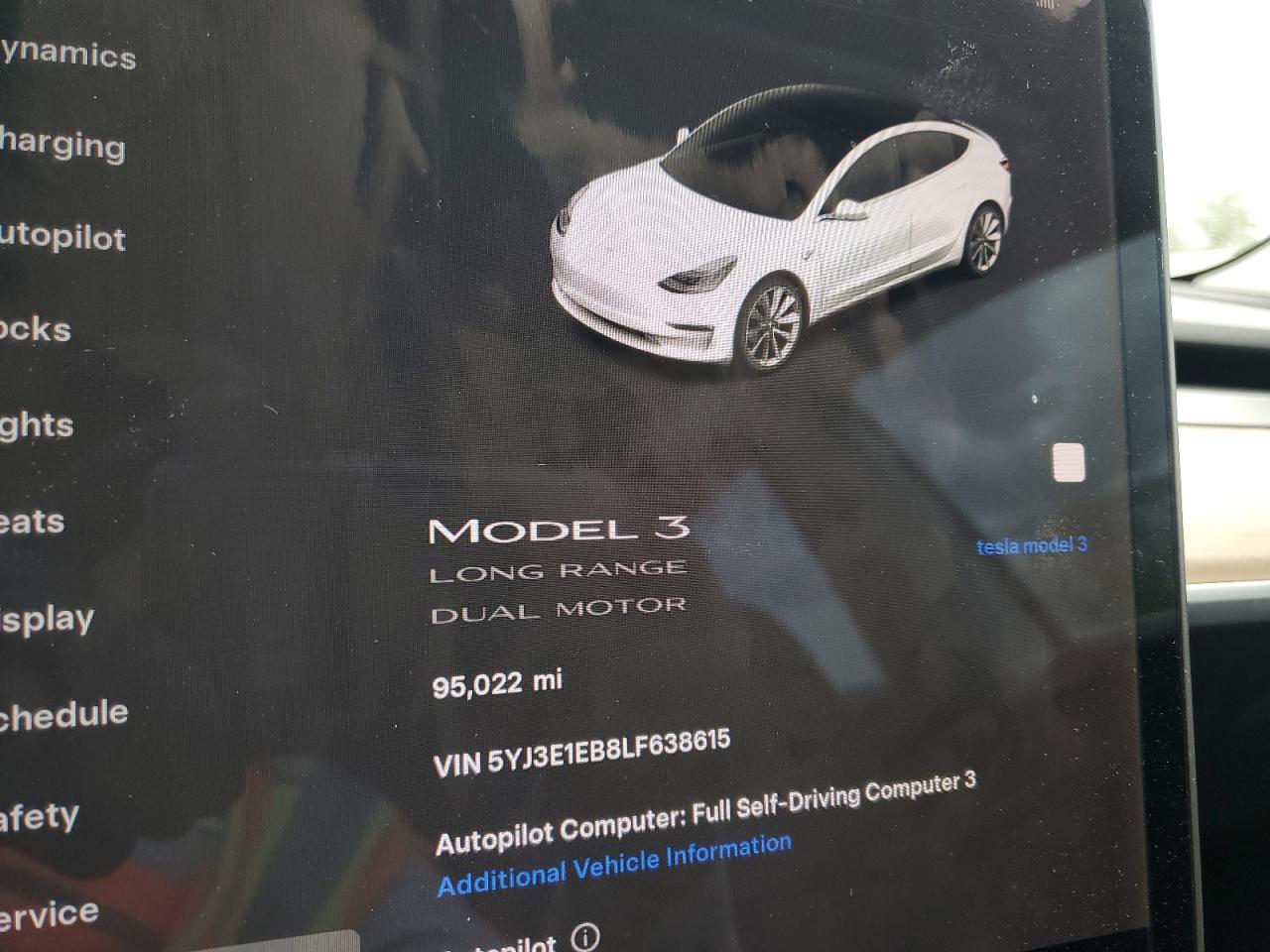 2020 Tesla Model 3 VIN: 5YJ3E1EB8LF638615 Lot: 81010335